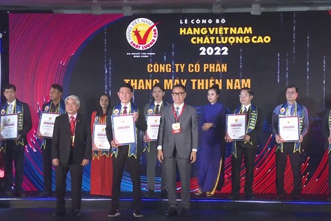 Thang máy Thiên Nam đạt danh hiệu Hàng Việt Nam Chất Lượng Cao 2022 do người tiêu dùng bình chọn