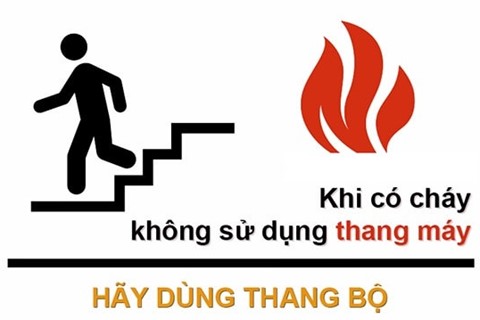 Không được sử dụng thang máy khi xảy ra hỏa hoạn